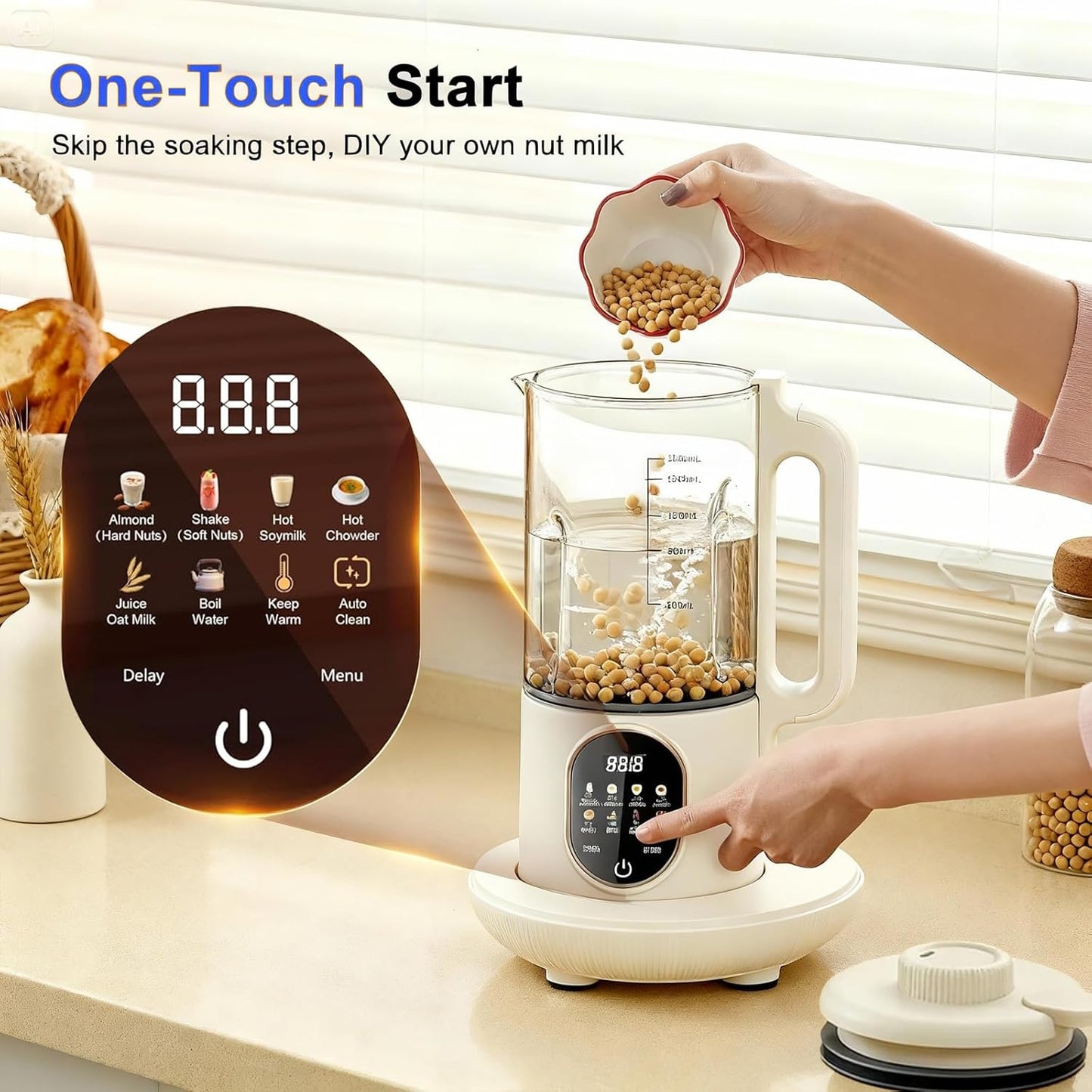 AIZYZYO Automatic Jug Blenders Nut Milk Maker Machine, 6-in-1 for Almond, DEMO