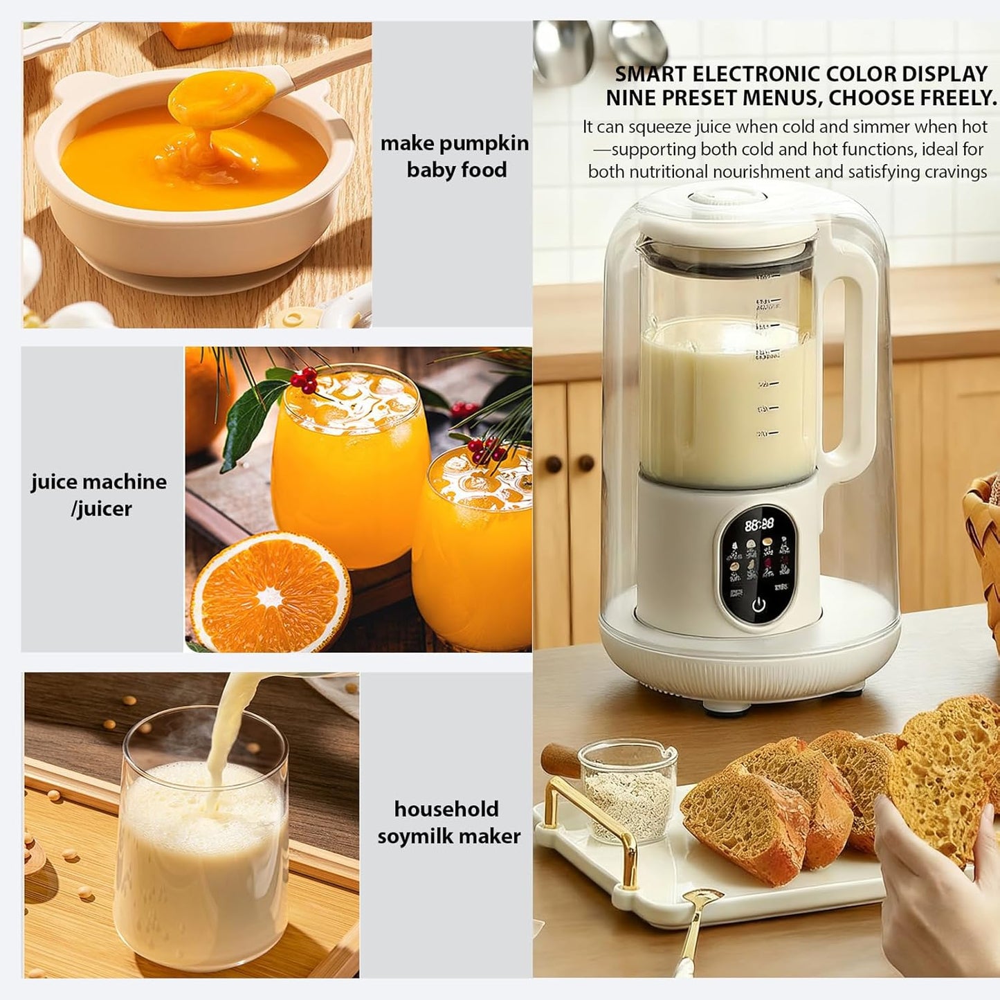 AIZYZYO Automatic Jug Blenders Nut Milk Maker Machine, 6-in-1 for Almond, DEMO