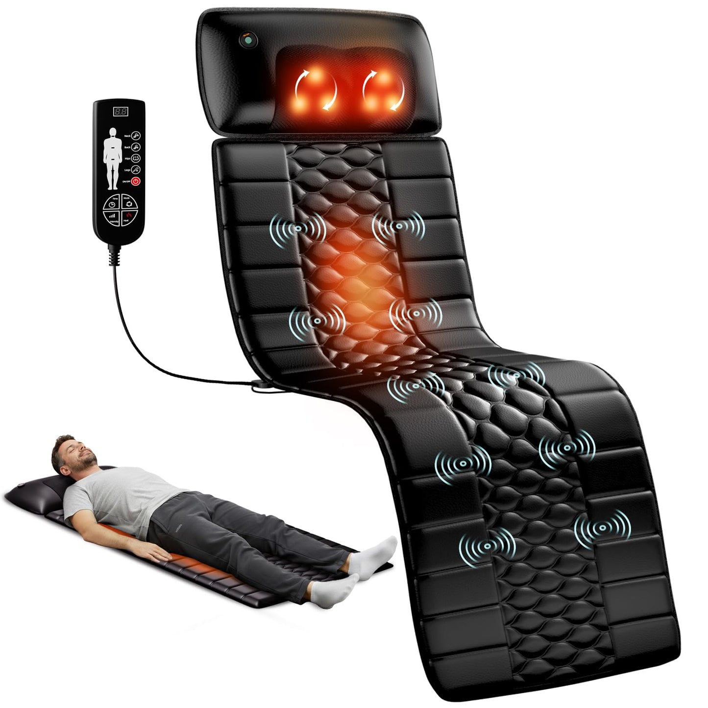 Himouta Vibration Full Body Massage Mat with Shiatsu Neck Massager and Heat