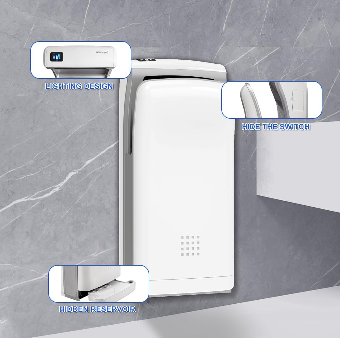 interhasa! Automatic Commercial Hand Dryer with HEPA Filter for DEMO
