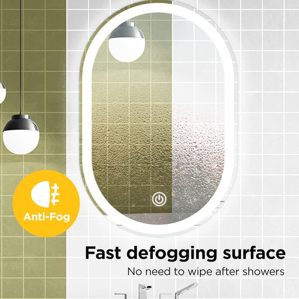 Viviendo Oval Wall-Mounted Mirrors LED Anti-Fog Bathroom Wall Mirror, DEMO