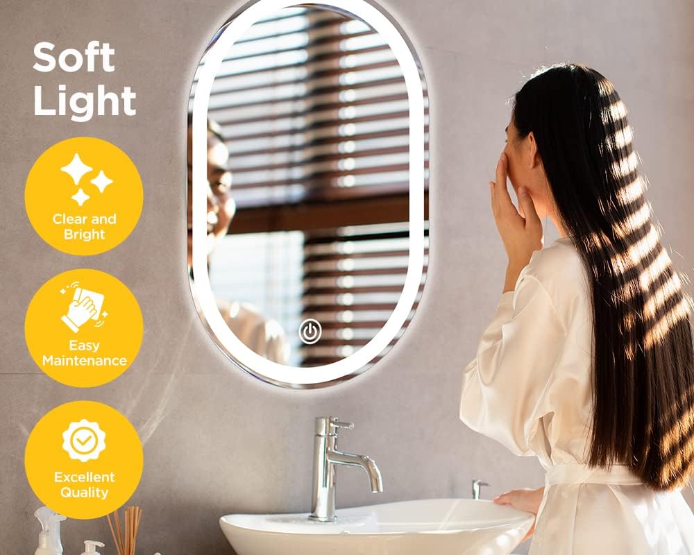 Viviendo Oval Wall-Mounted Mirrors LED Anti-Fog Bathroom Wall Mirror, DEMO