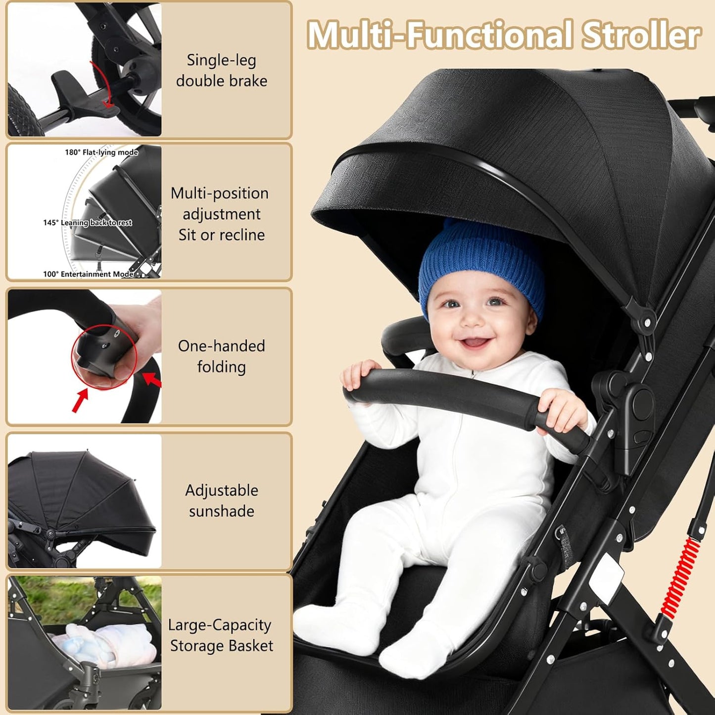 Tilpes Lightweight Buggies Aluminium Alloy Buggy Pram for Newborn to DEMO