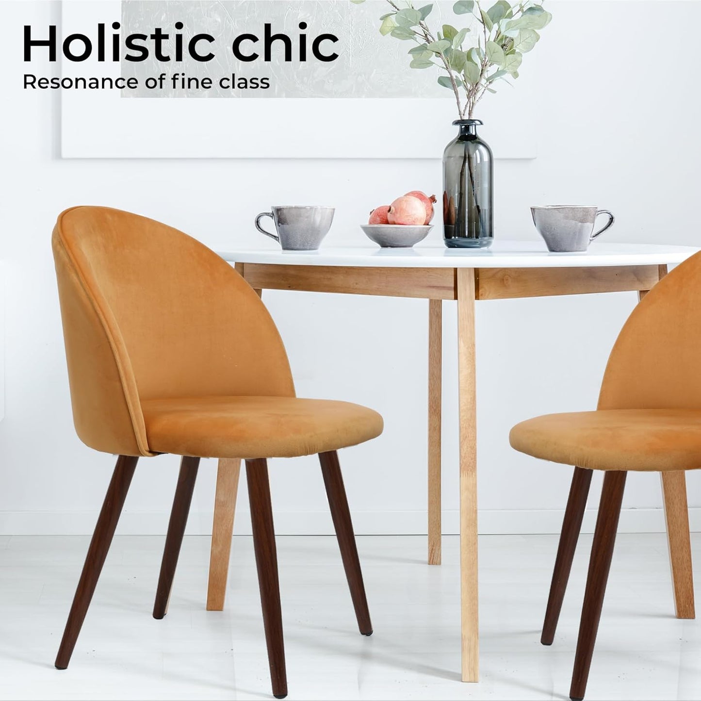 Levede Velvet Dining Chairs Set of 2 Chic Kitchen Orange Size 47 × 48cm DEMO