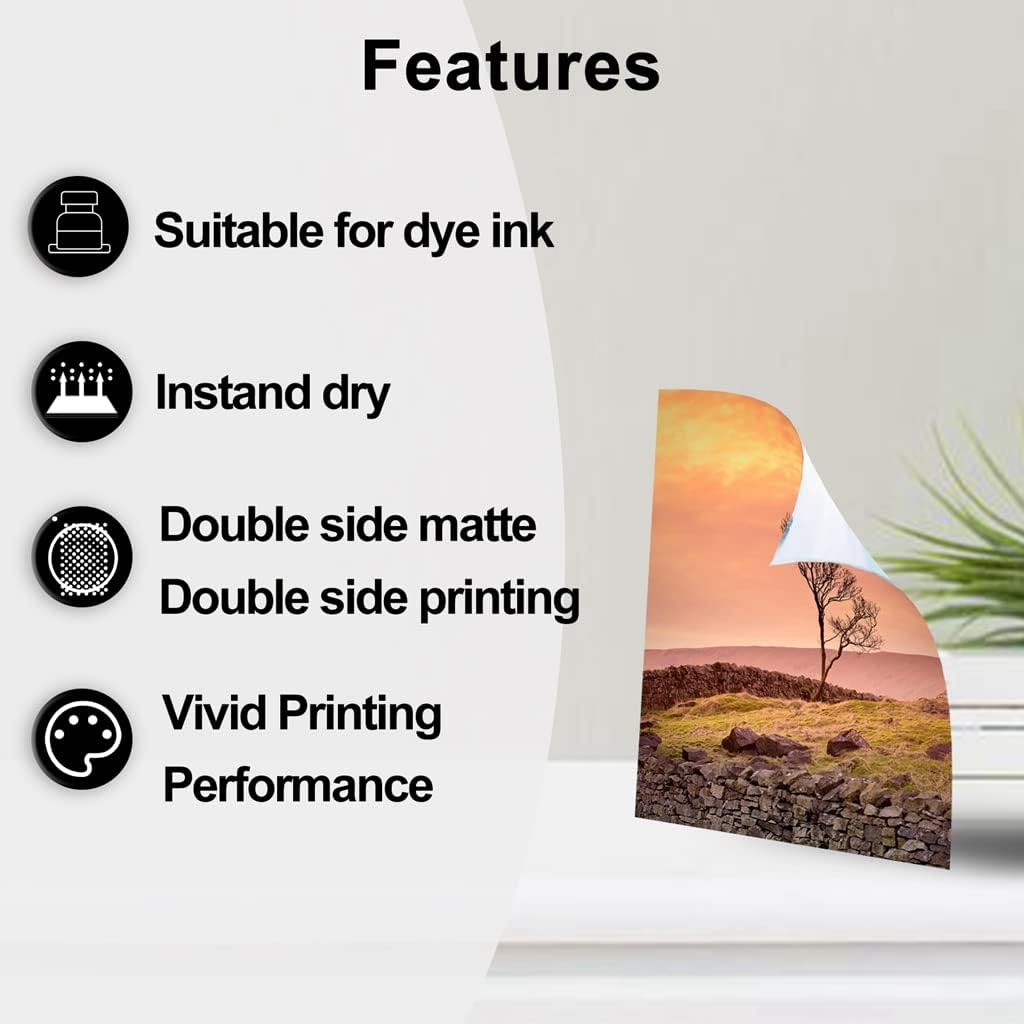 INKUWAY Thick Matte Double-Sided Photo Paper, 260gsm, 60 Sheets, Inkjet DEMO