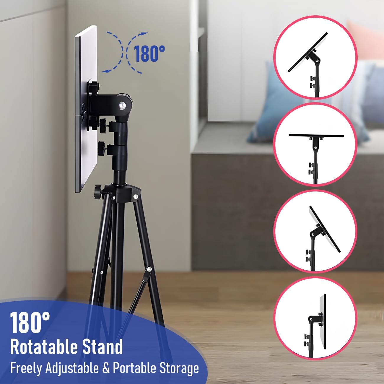 Aumerage Adjustable Stands Foldable Tripod Floor Stand with Phone Holder DEMO