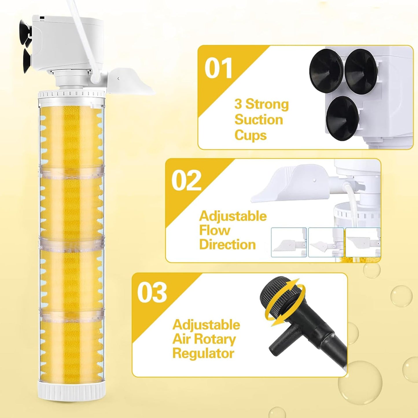 XIULIUU 35W Filters Submersible Aquarium Filter with Biochemical Sponge DEMO