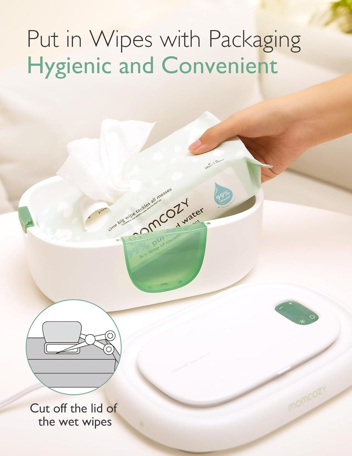 Momcozy Baby Wipe Warmer with Innovative Spring Design and Large Capacity NEW