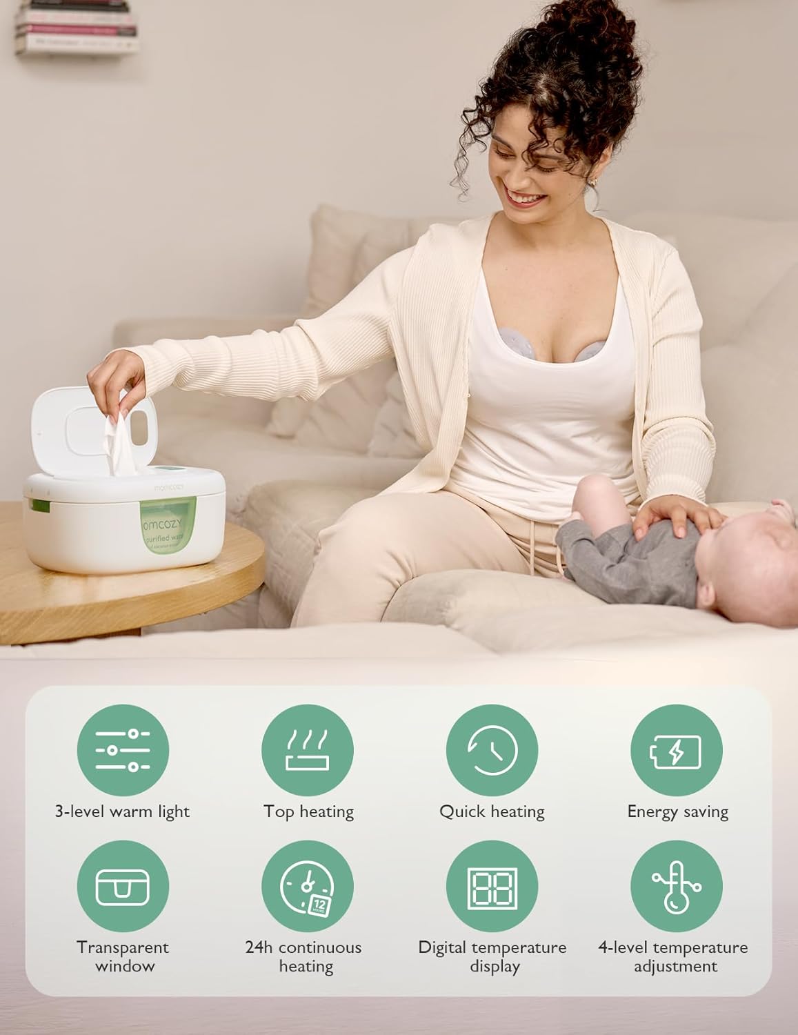 Momcozy Baby Wipe Warmer with Innovative Spring Design and Large Capacity NEW