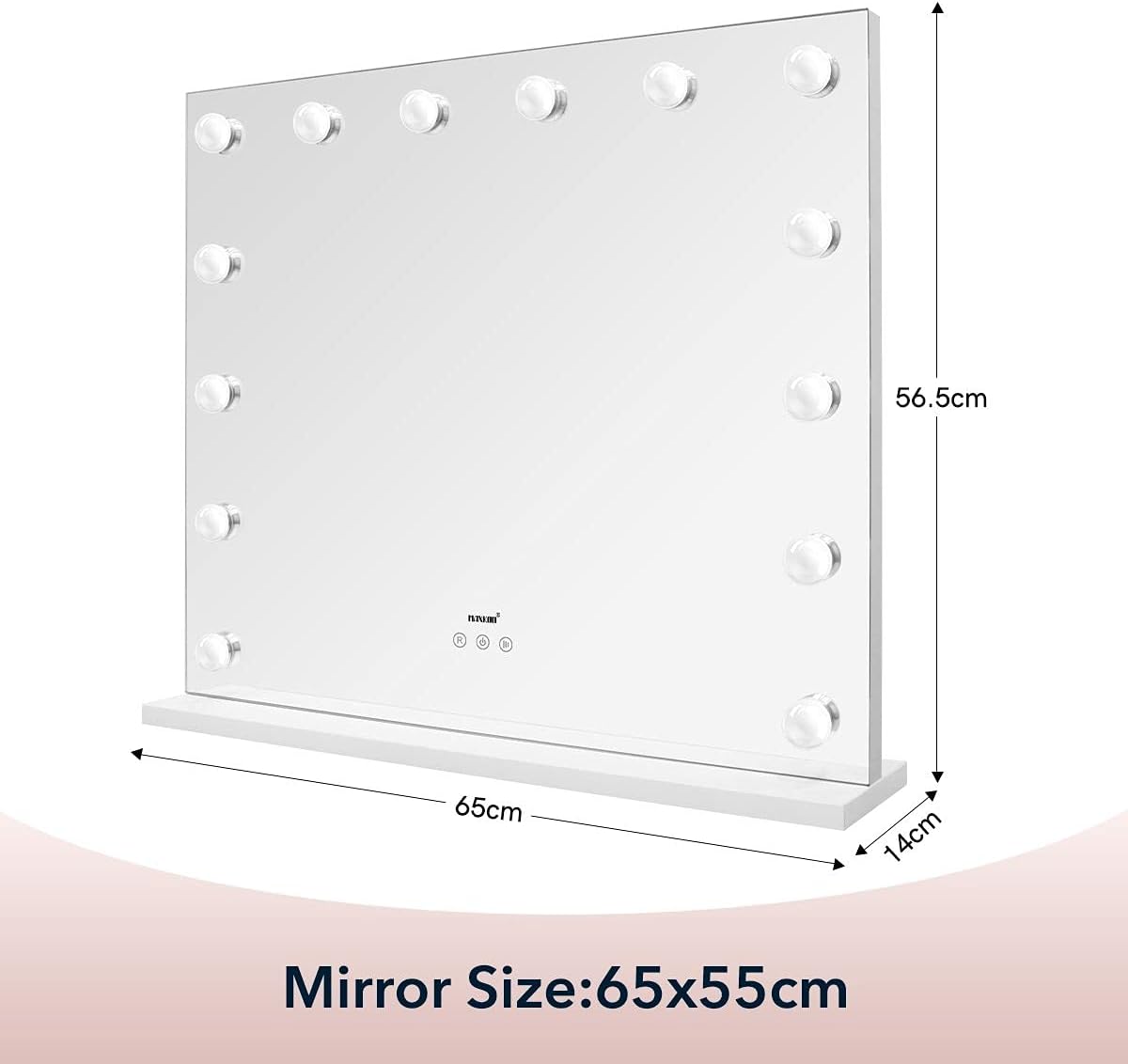 Maxkon Large Vanity Makeup Mirror with 14 LED Lights, Silver Dressing Table DEMO
