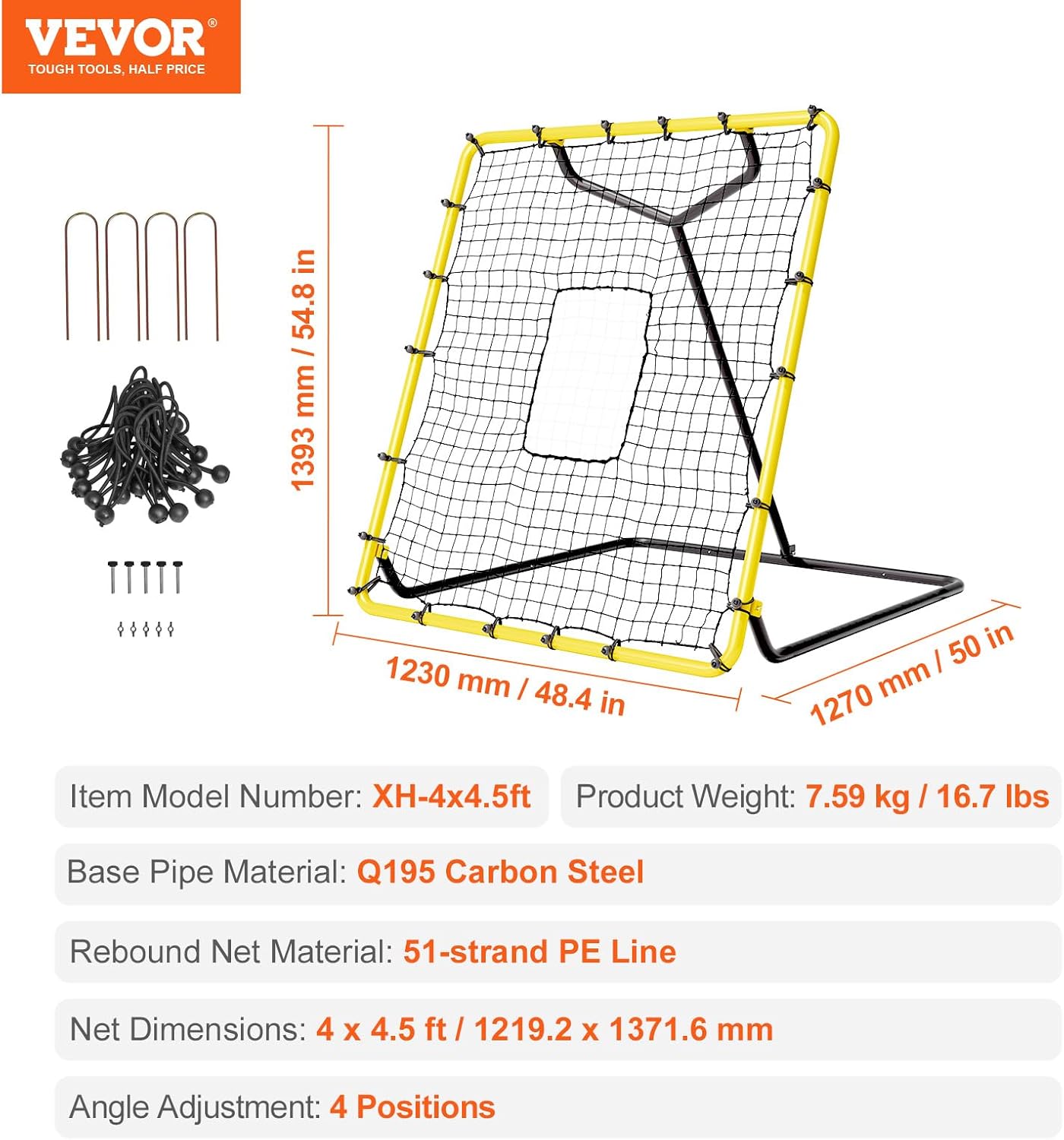 VEVOR Baseball Rebounder Net 4 x 4.5 Feet Pitchback Softball Training Size NEW