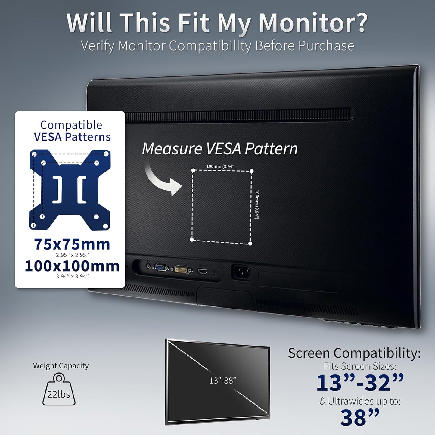 VIVO Desk Monitor Mount Arm for Screens up to 32 Inch and 38 Ultrawide DEMO