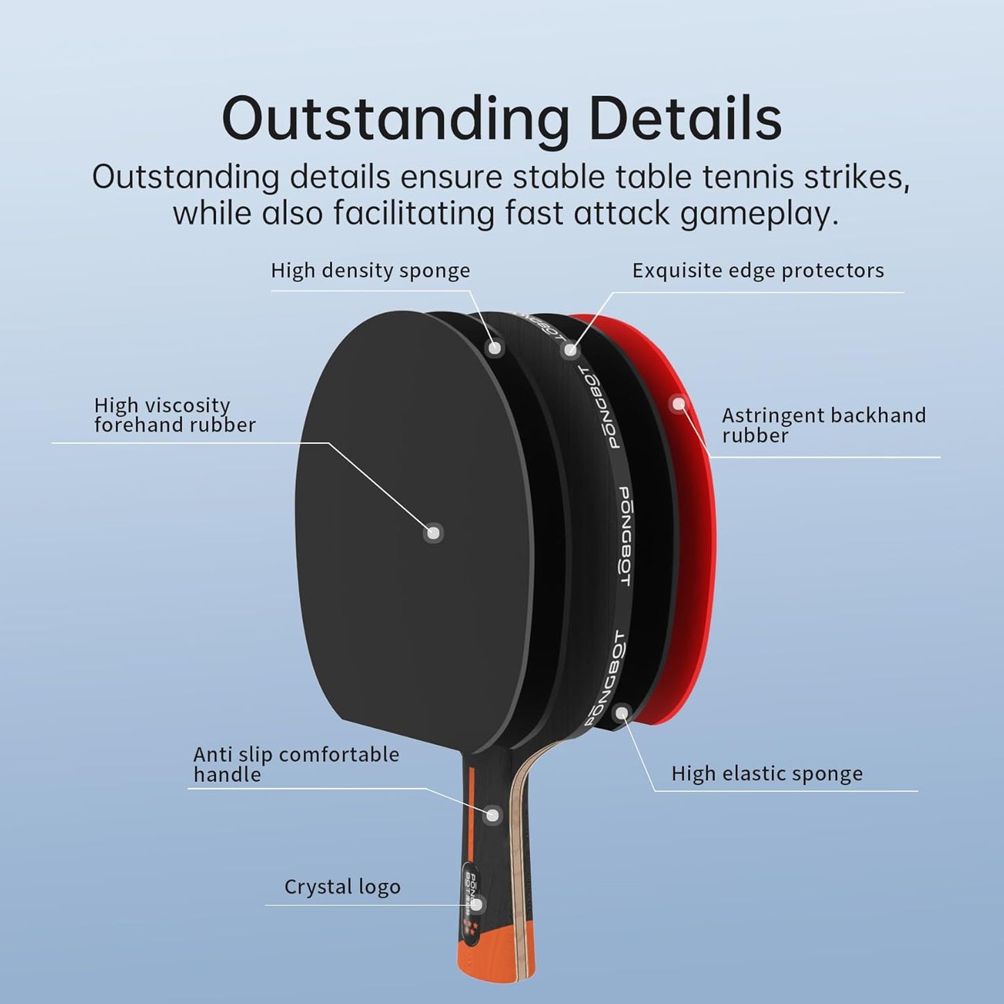 PONGBOT Professional Rackets Level Table Tennis Racket Ping Pong Paddle DEMO