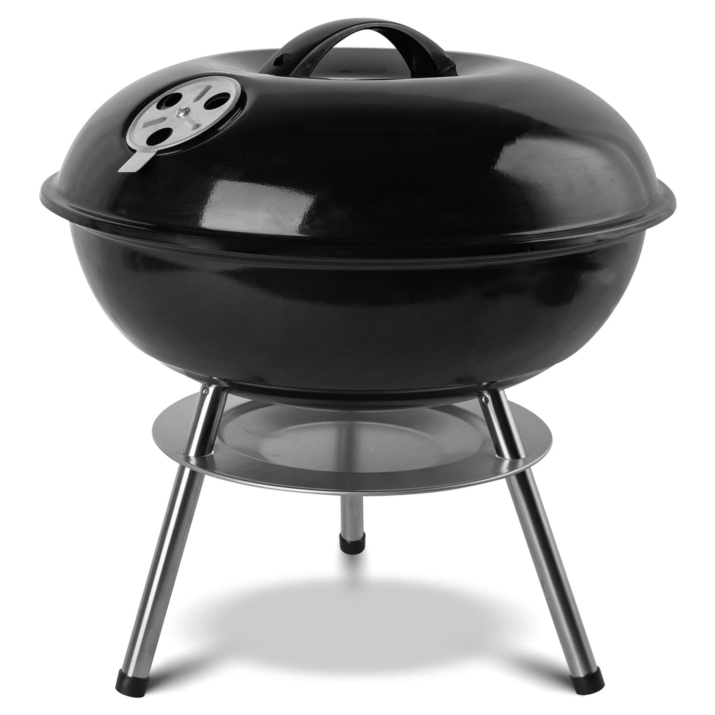 Portable Outdoor Charcoal Grill with 3-Point Locking Lid in Black by gzcmxh DEMO