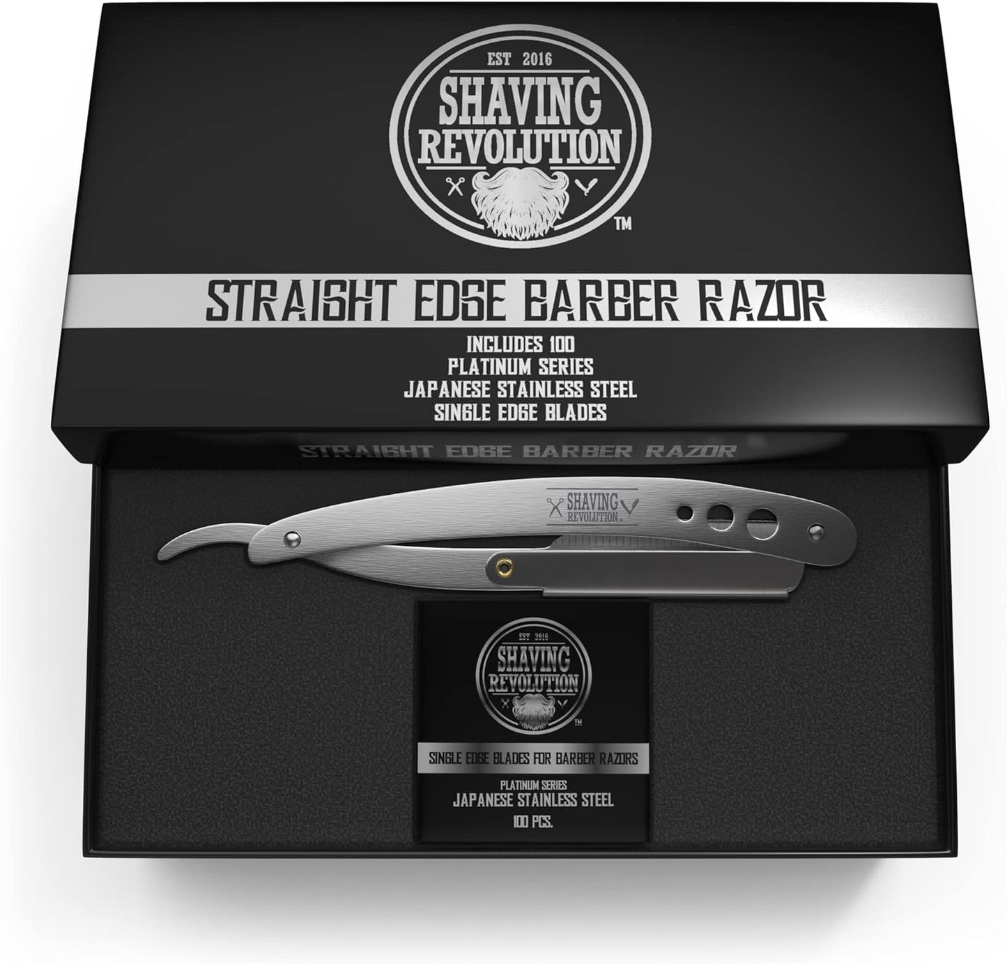 Shaving Revolution Razors Metallic Silver Professional Straight Razor for DEMO