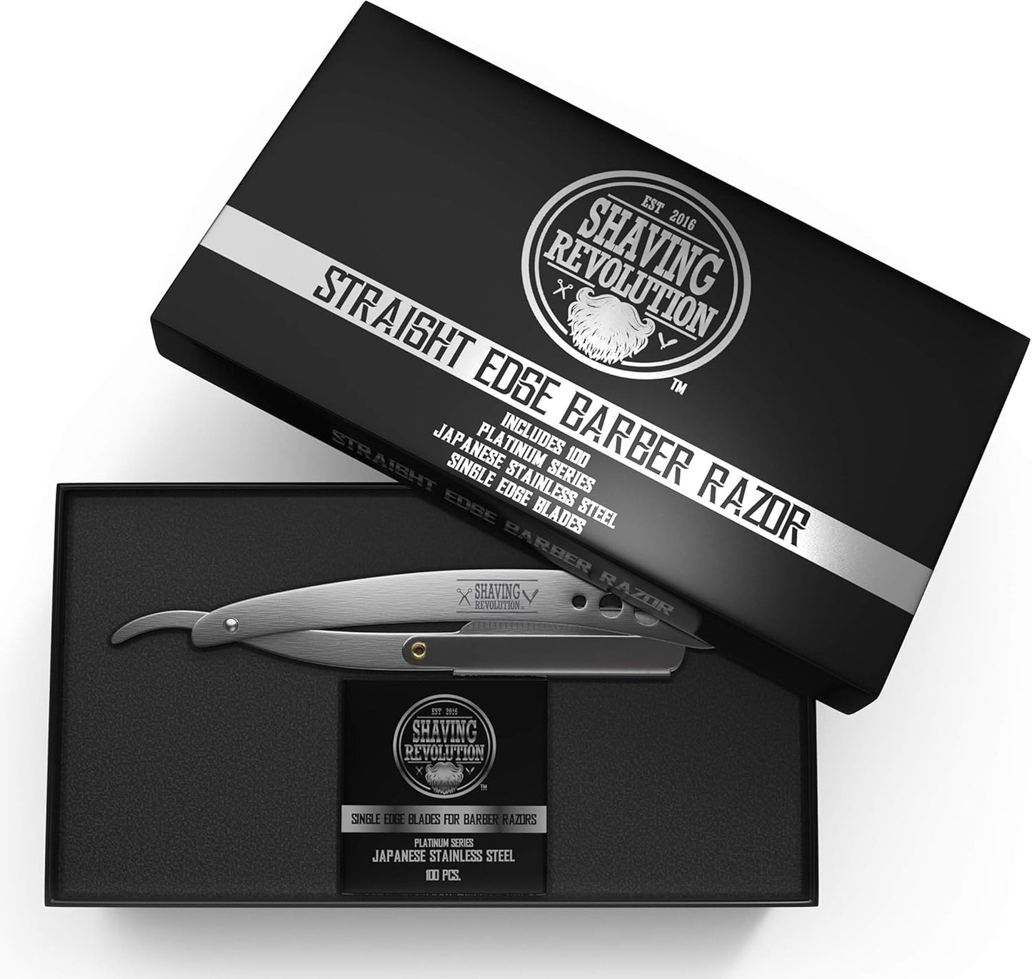 Shaving Revolution Razors Metallic Silver Professional Straight Razor for DEMO