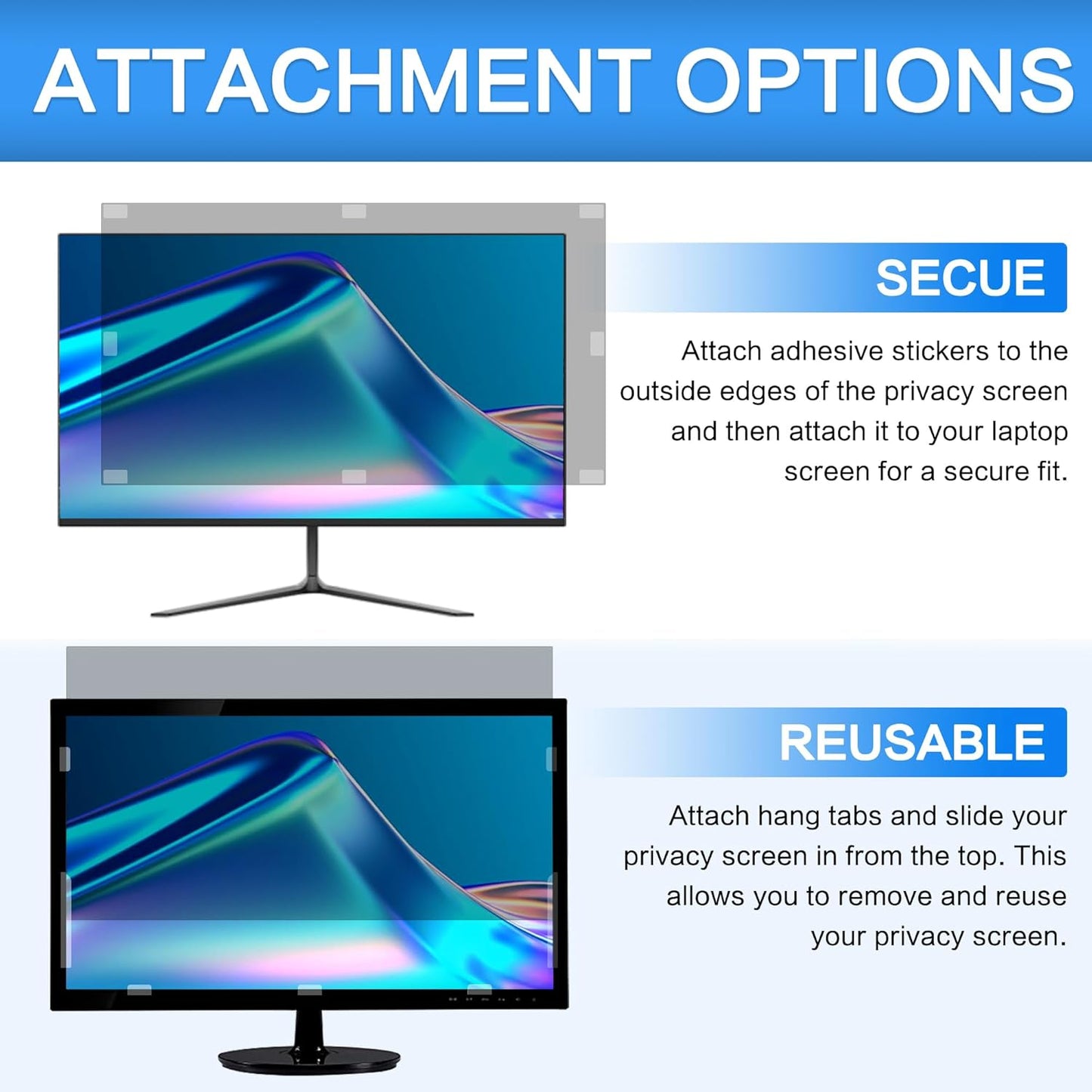 ZOEGAA 23.8" Widescreen Computer Monitor Privacy Screen Filter for Glare DEMO