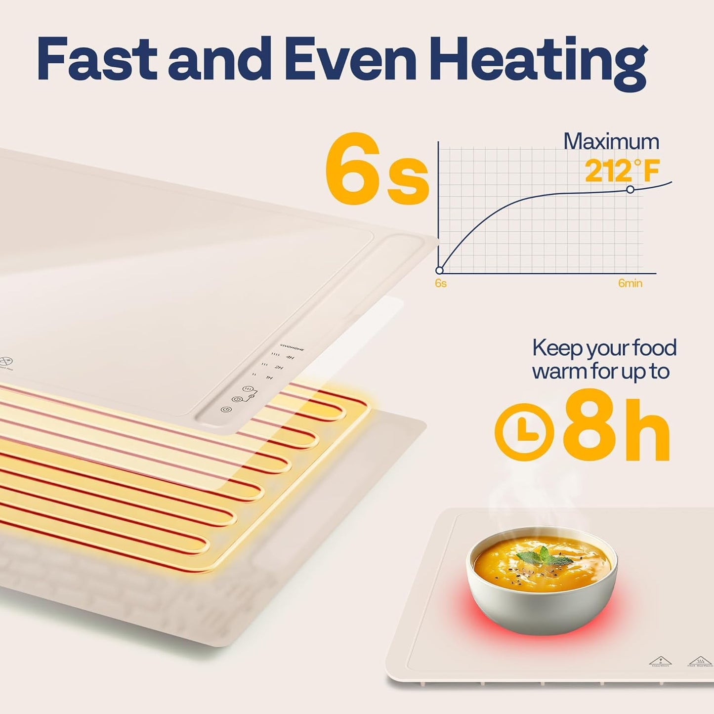 Kisfam Silicone Rubber Buffet Chafing Dish Warming Mat, Food Warmer, Khaki DEMO