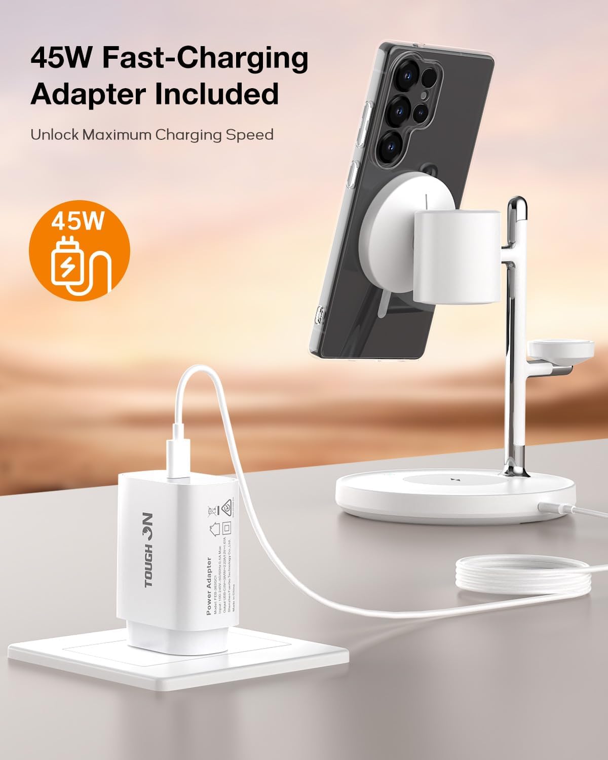 TOUGH ON 4-in-1 Wireless Charging Station 25W Fast Qi Certified Induction DEMO
