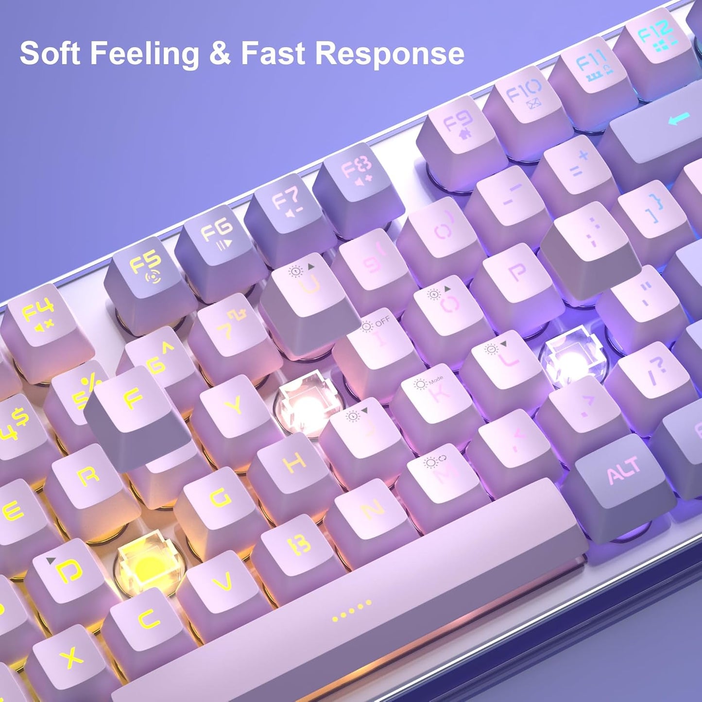 MageGee K1 Keyboards Violet RGB LED Backlit Gaming Keyboard with 104 Keys DEMO