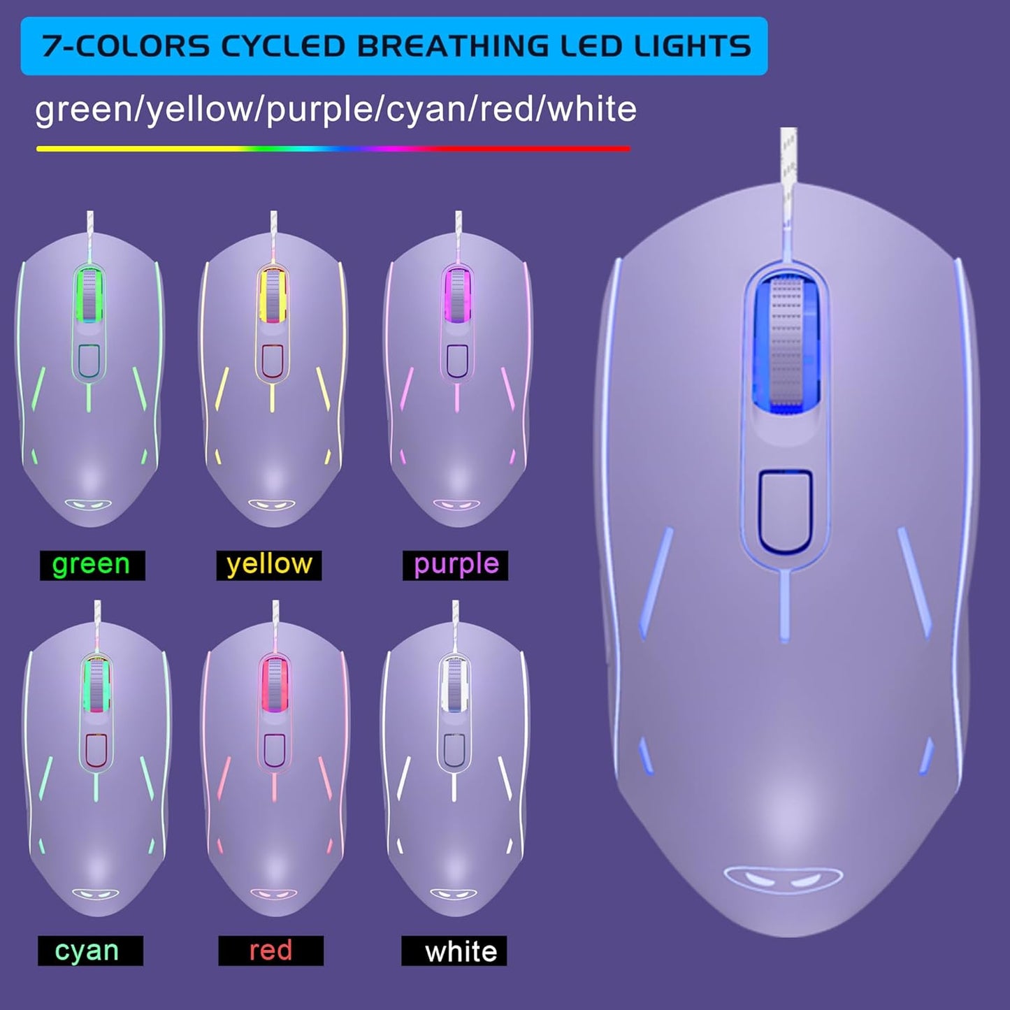 MageGee K1 Keyboards Violet RGB LED Backlit Gaming Keyboard with 104 Keys DEMO