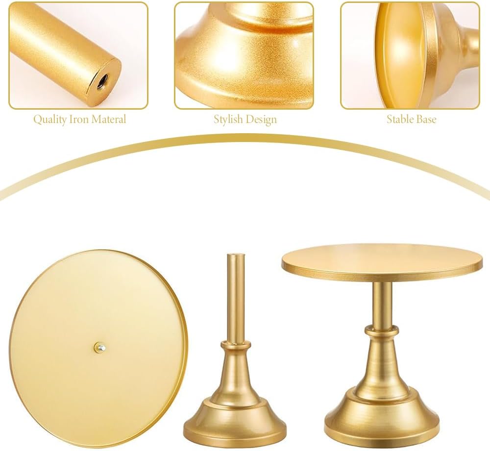TOMVAES 3-Piece Decorative Gold Tiered Cake Stand Set for Desserts, NEW