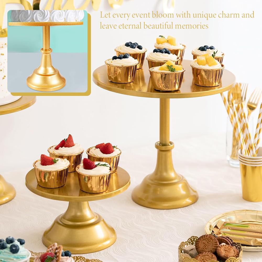 TOMVAES 3-Piece Decorative Gold Tiered Cake Stand Set for Desserts, NEW