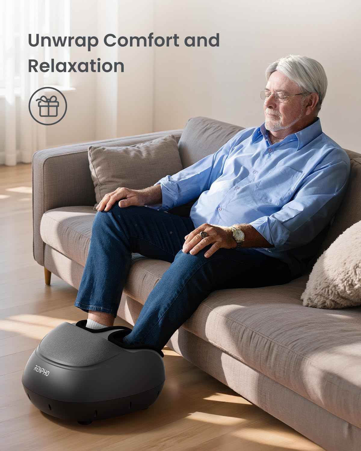 RENPHO Shiatsu Foot Massager Machine Deep Kneading Air Compression Heat DEMO
