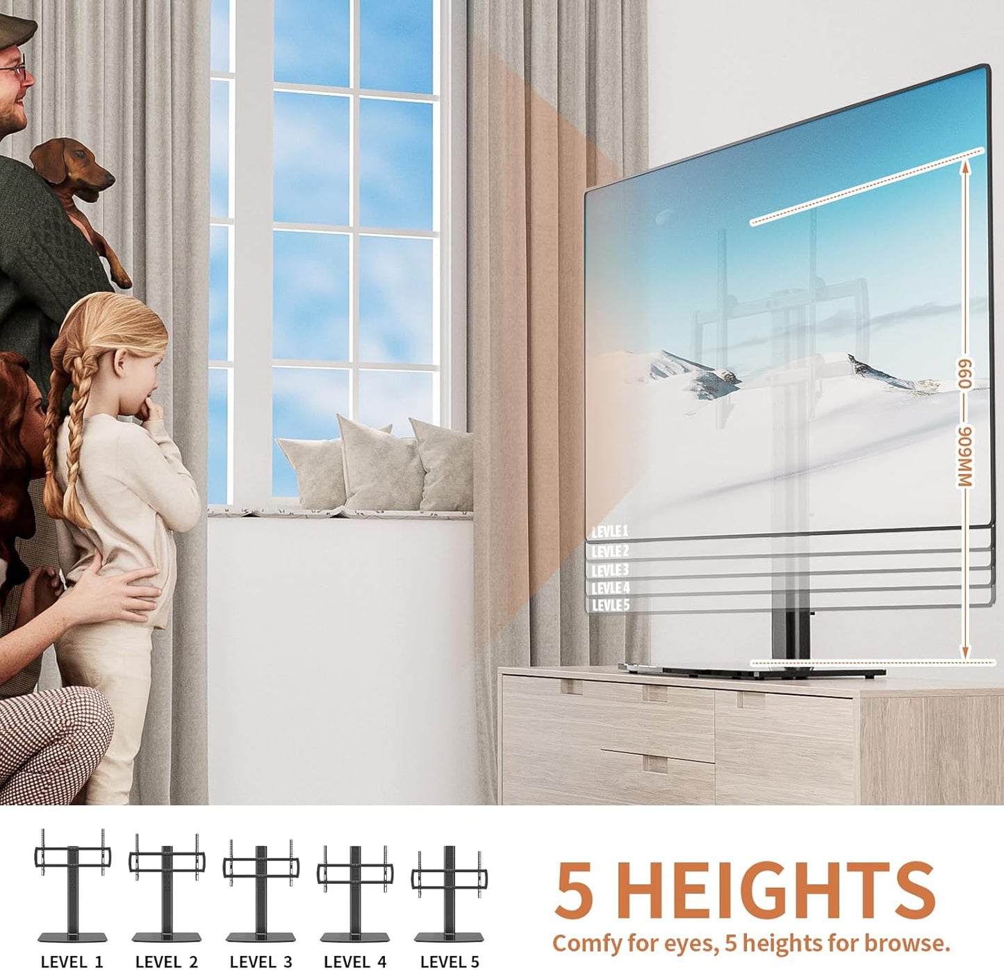 Hemudu Universal TV Stand Tabletop Mount for 40 to 86 Inch TVs in Black DEMO