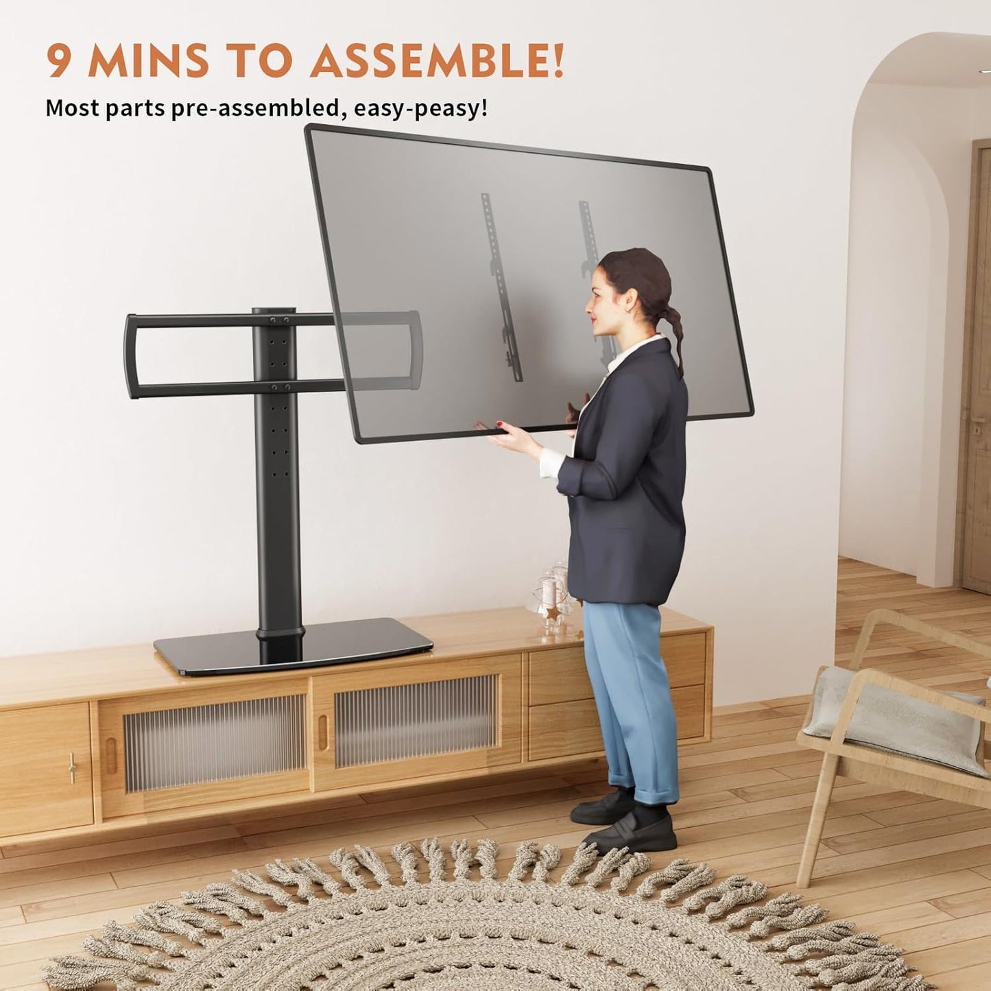 Hemudu Universal TV Stand Tabletop Mount for 40 to 86 Inch TVs in Black DEMO