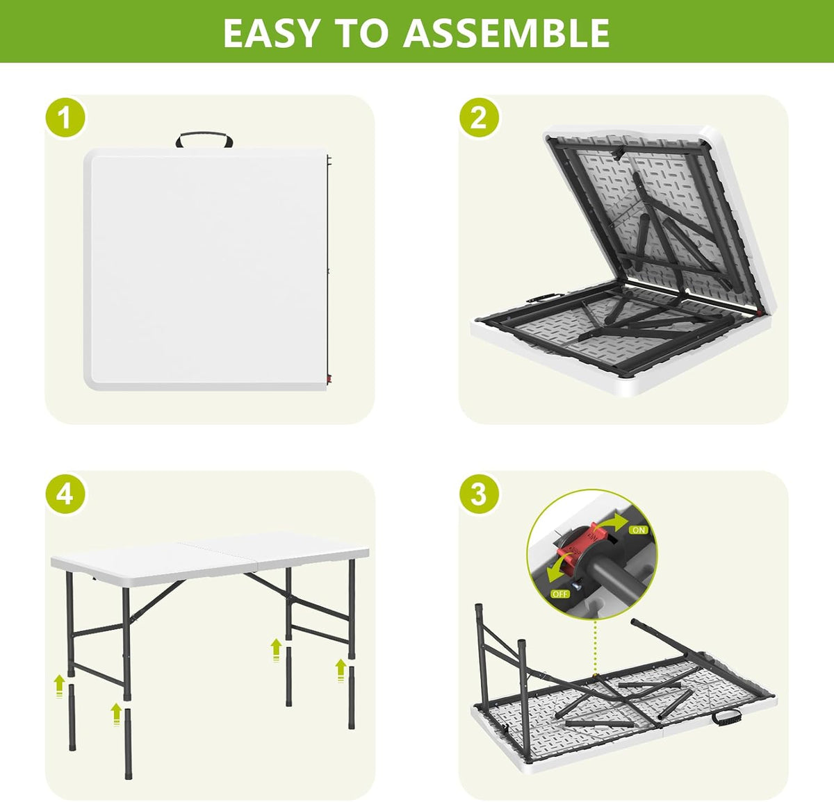 Hsundries Folding Table Heavy Duty Plastic Portable Indoor Outdoor 350lbs NEW