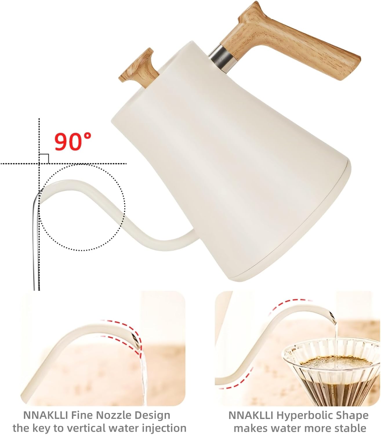 NNAKLLI Electric Kettle with Variable Temperature Control Stainless Steel DEMO