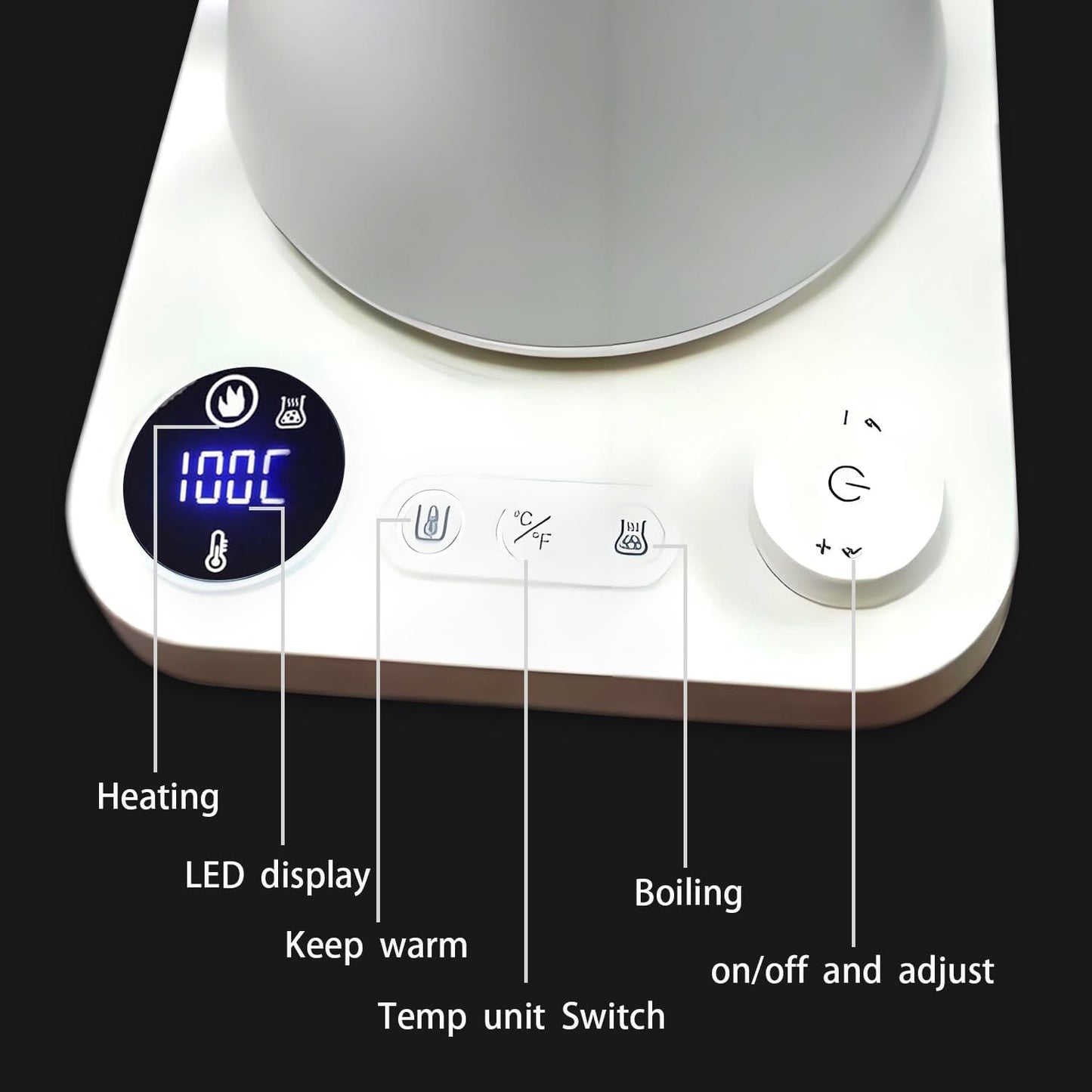 NNAKLLI Electric Kettle with Variable Temperature Control Stainless Steel DEMO