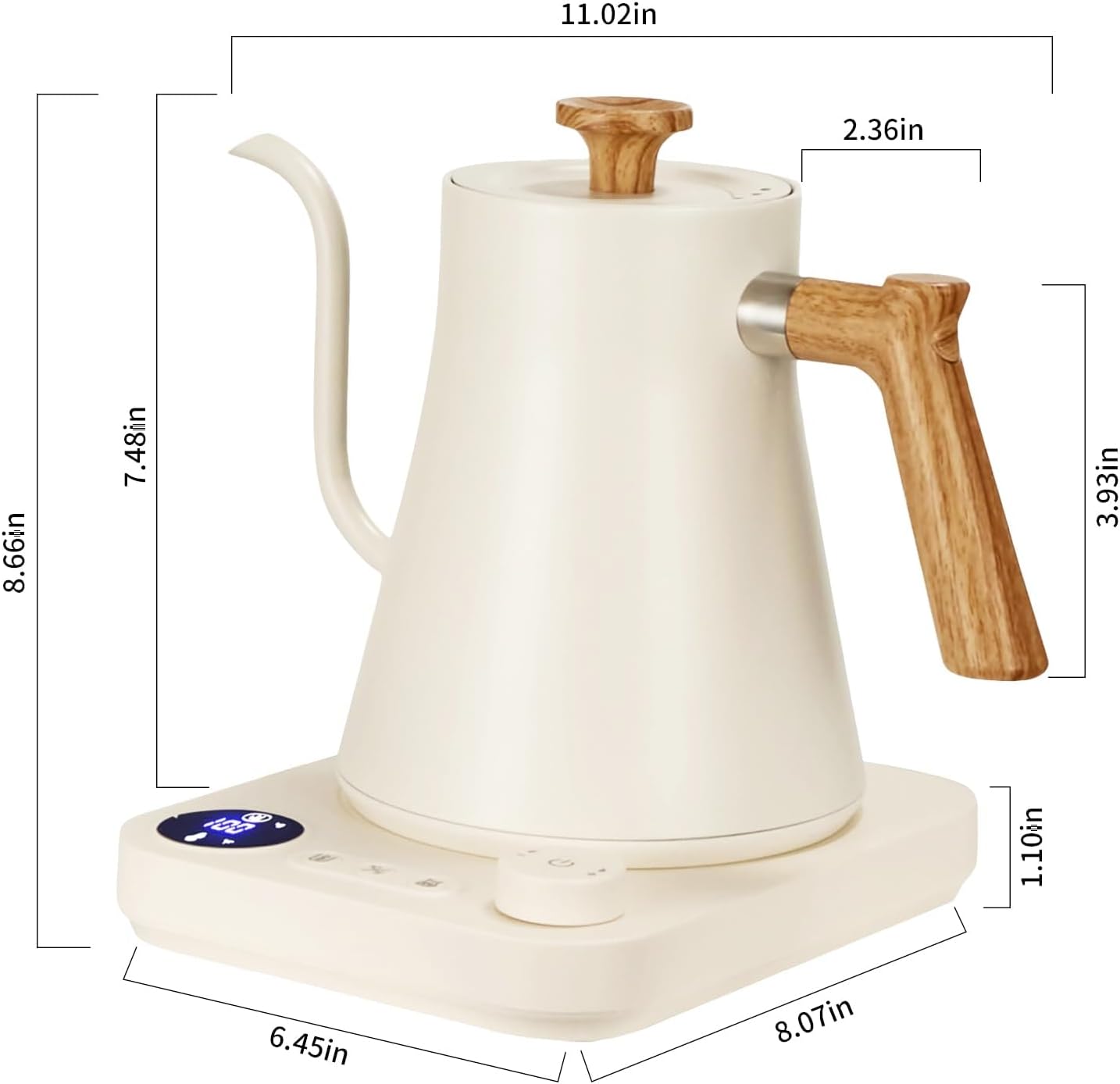 NNAKLLI Electric Kettle with Variable Temperature Control Stainless Steel DEMO