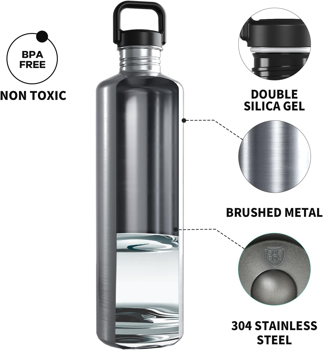 Fjbottle 2L Wide Mouth Stainless Steel Sports Water Bottle for Outdoor NEW