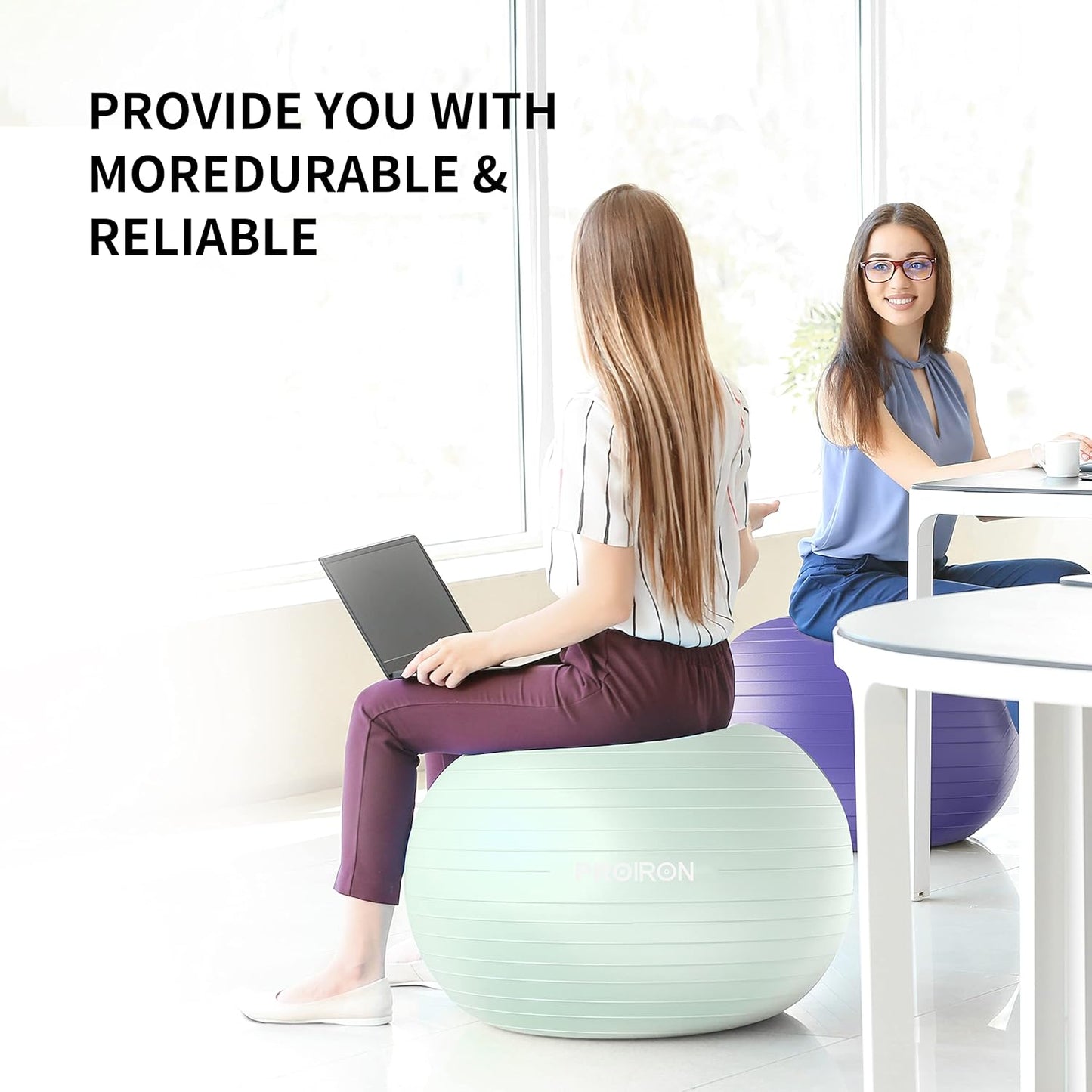 PROIRON Exercise Ball Anti-Burst Yoga Chair Slip Resistant Green Size 65cm DEMO