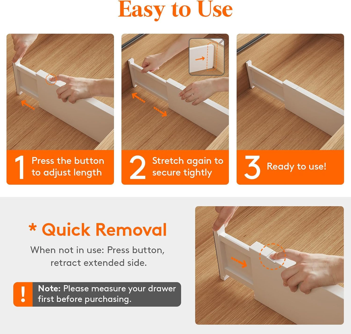 Lifewit Adjustable Plastic Drawer Dividers Organizers, 5" High, 13.5-22", NEW