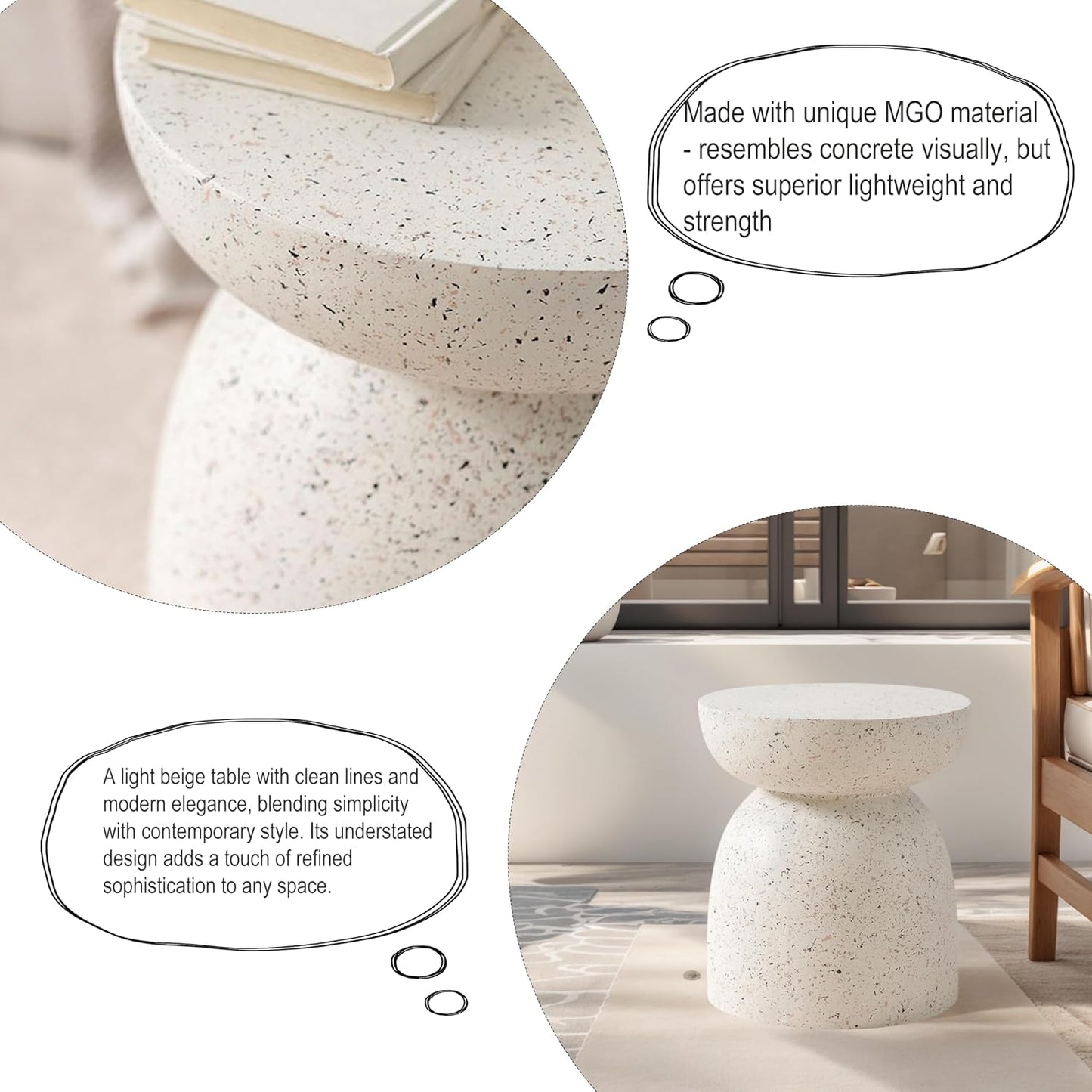 BRMM MIA End Tables White End Table Vintage Terrazzo Bedside Nightstand DEMO