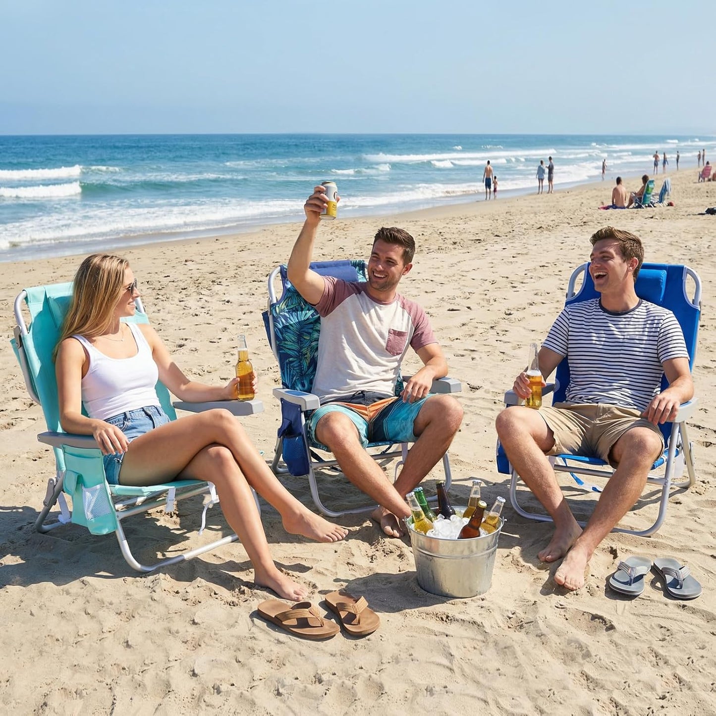 SunnyFeel Outdoor Chairs Folding Lounge Chair Reclining 5 Position Blue 78 DEMO