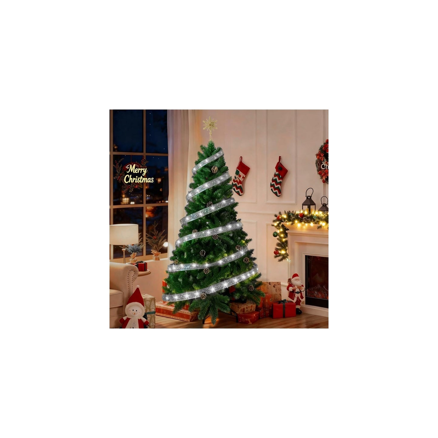 BUJI Trees Artificial Christmas Tree with Integrated LED Lights Warm DEMO
