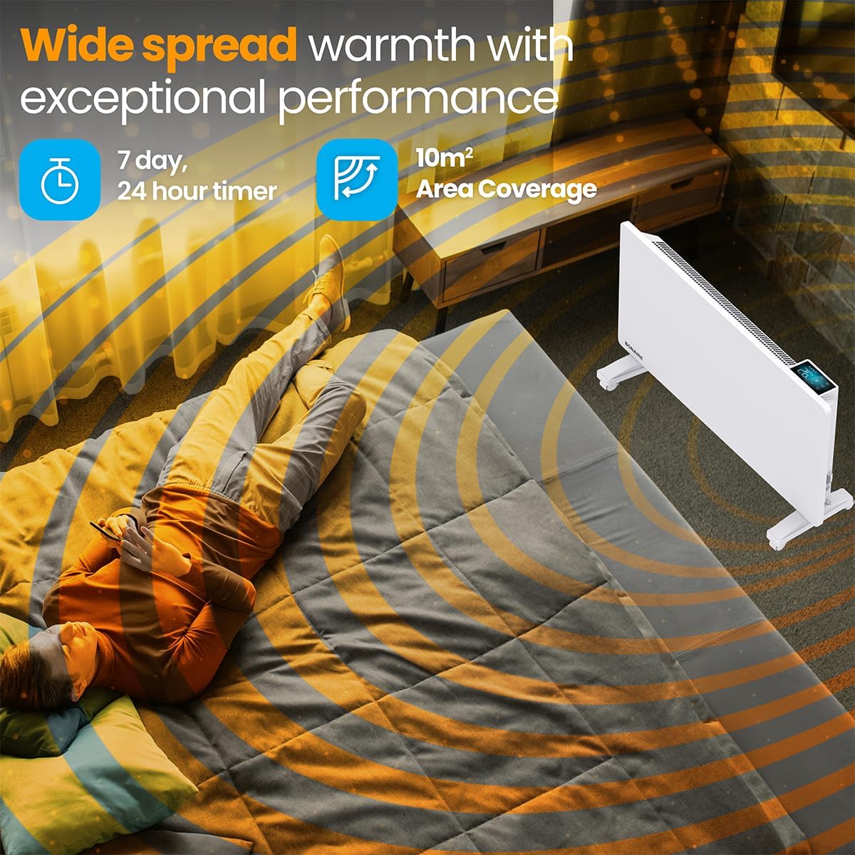 Bonaire 1000W Heating Smart WiFi Electric Panel Heater Touchscreen Display DEMO