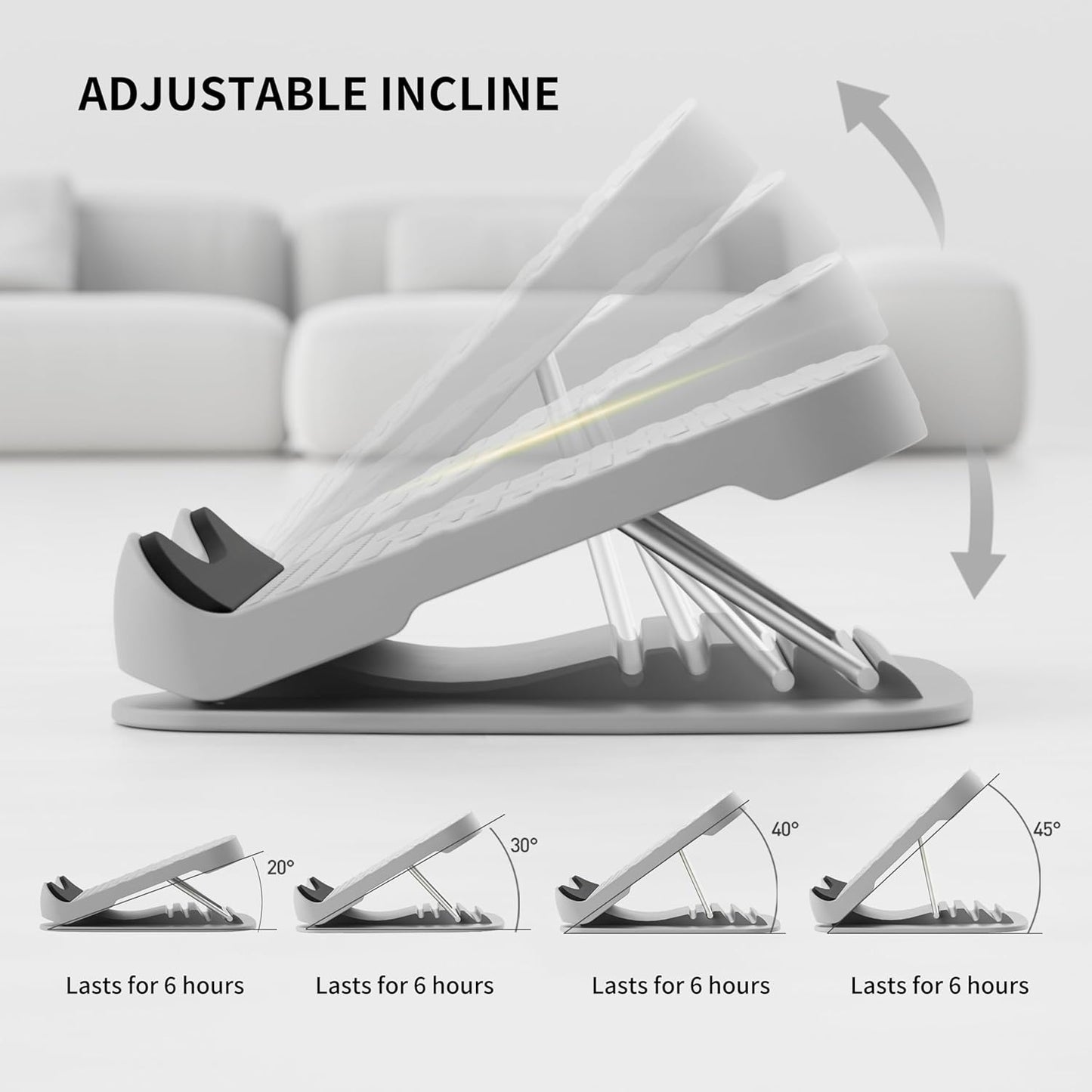 PROIRON Adjustable Incline Calf Stretching Board, Gray, 31cm x 27cm, NEW
