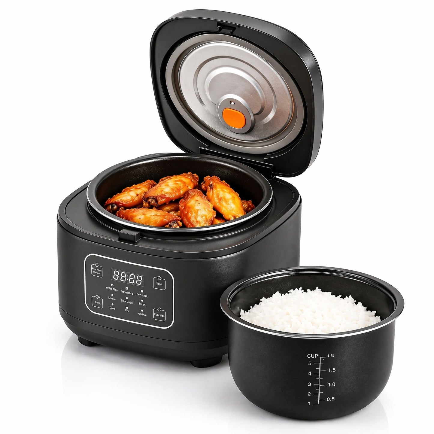 Husnmop 3L Pressure Rice Cooker, 9-in-1 Multi-Cooker, Non-Stick, Black DEMO