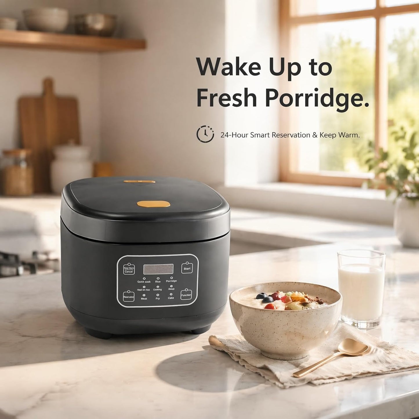 Husnmop 3L Pressure Rice Cooker, 9-in-1 Multi-Cooker, Non-Stick, Black DEMO