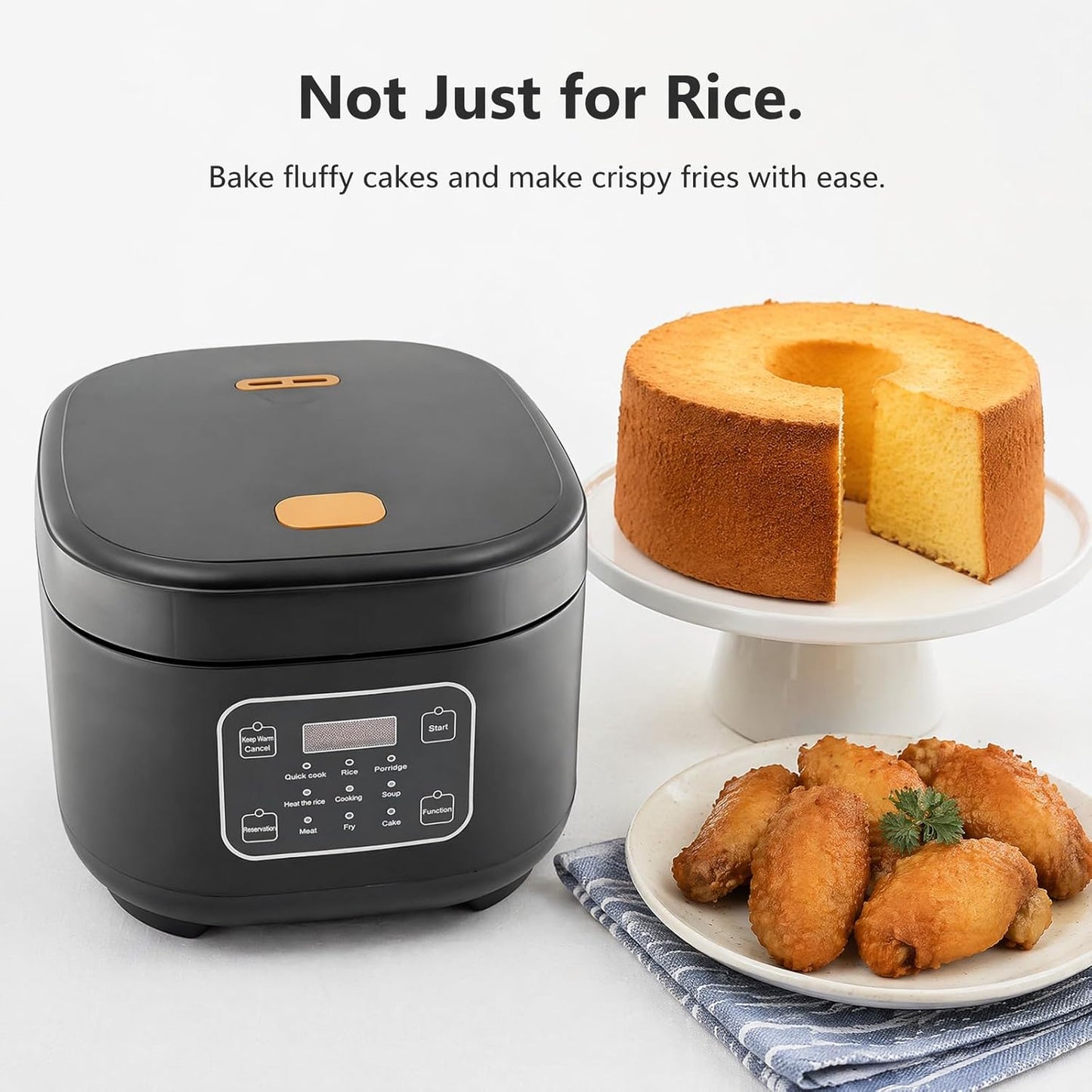 Husnmop 3L Pressure Rice Cooker, 9-in-1 Multi-Cooker, Non-Stick, Black DEMO