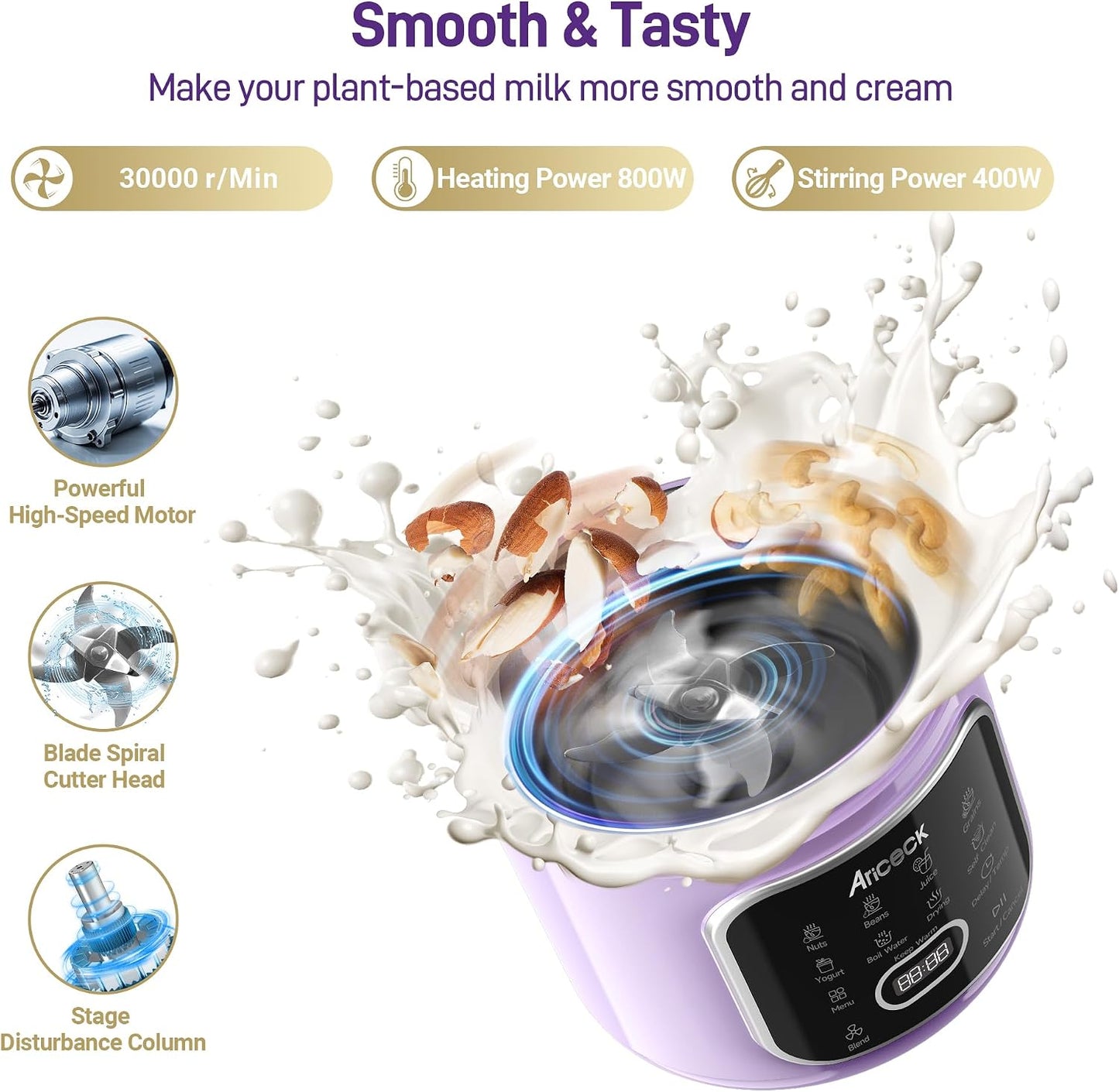 Ariceck Automatic Jug Blenders Plant-Based Milk Machine Nut Maker 1500ML NEW