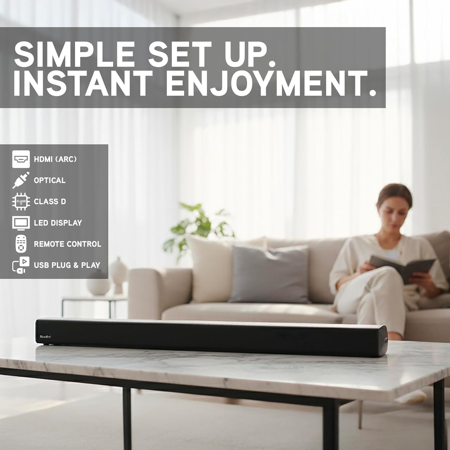 BlueAnt 120W Dolby Digital Surround Sound Soundbar with Internal Subwoofer NEW
