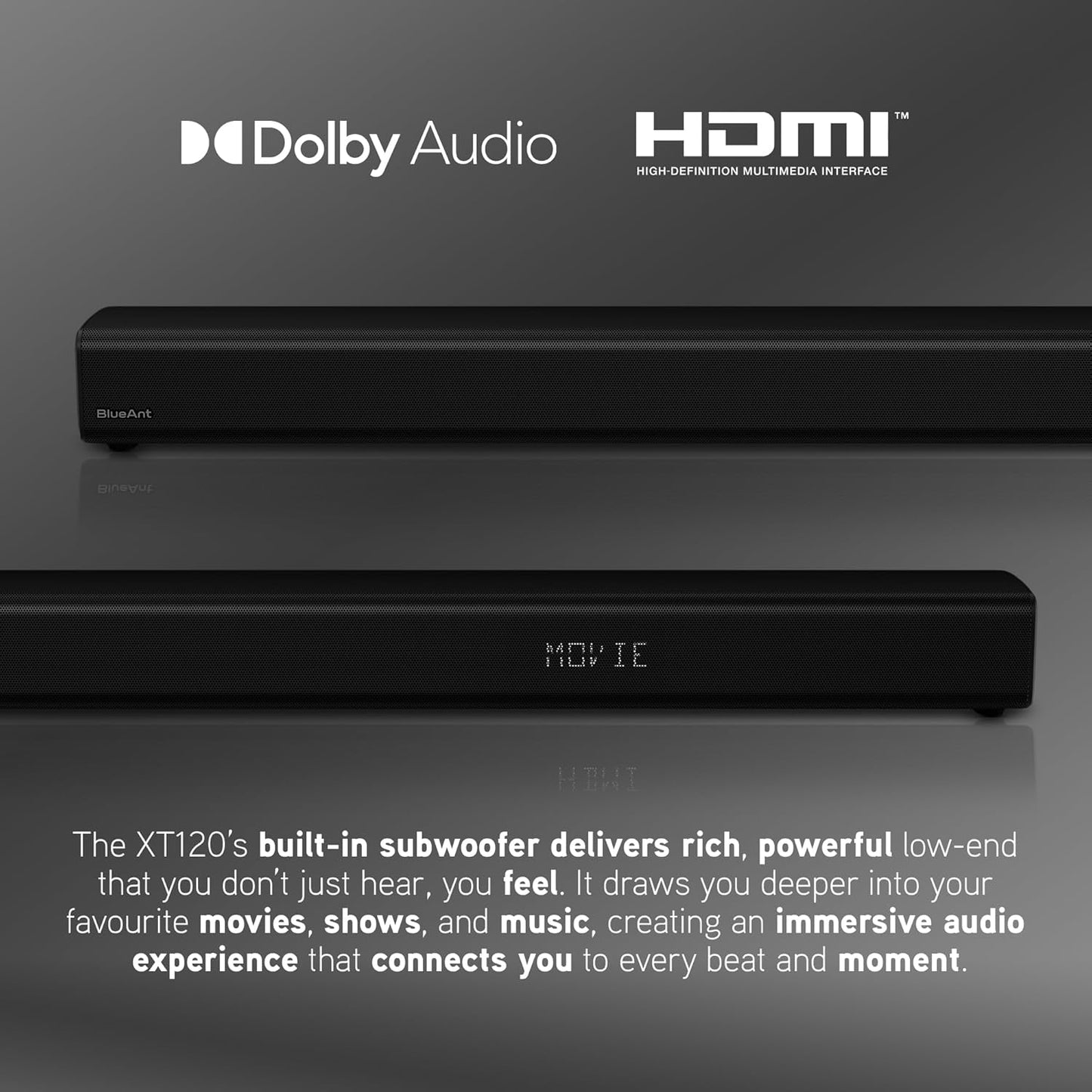 BlueAnt 120W Dolby Digital Surround Sound Soundbar with Internal Subwoofer NEW