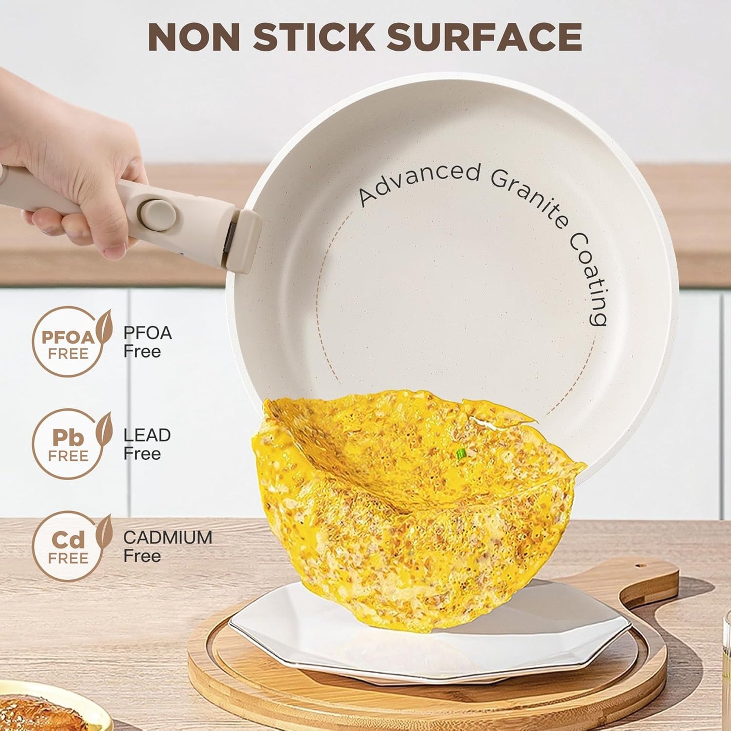 IPOW 15-Piece Pot and Pan Set Nonstick Cookware Aluminum White Standard NEW