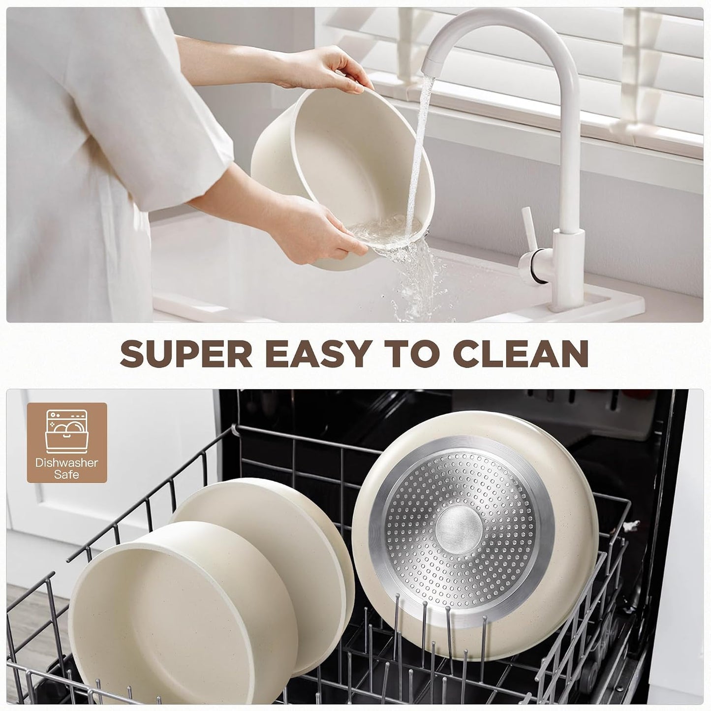 IPOW 15-Piece Pot and Pan Set Nonstick Cookware Aluminum White Standard NEW